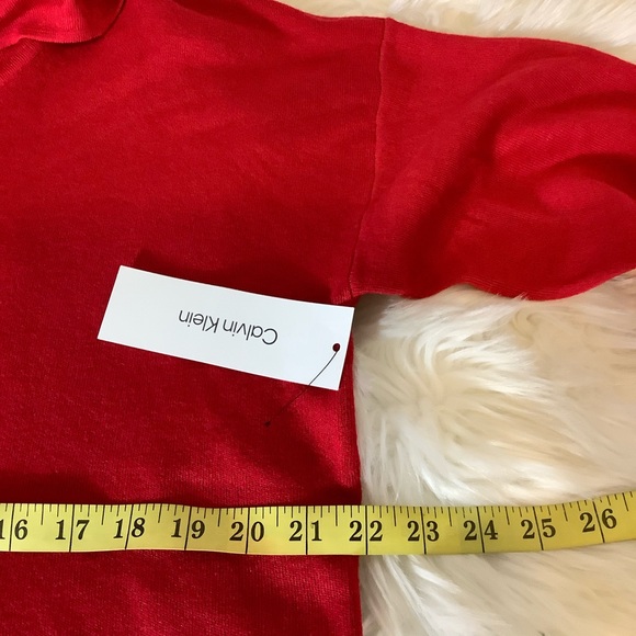 Calvin Klein Women’s Cowl Neck Medium Red Sweater NWT - Picture 7 of 8